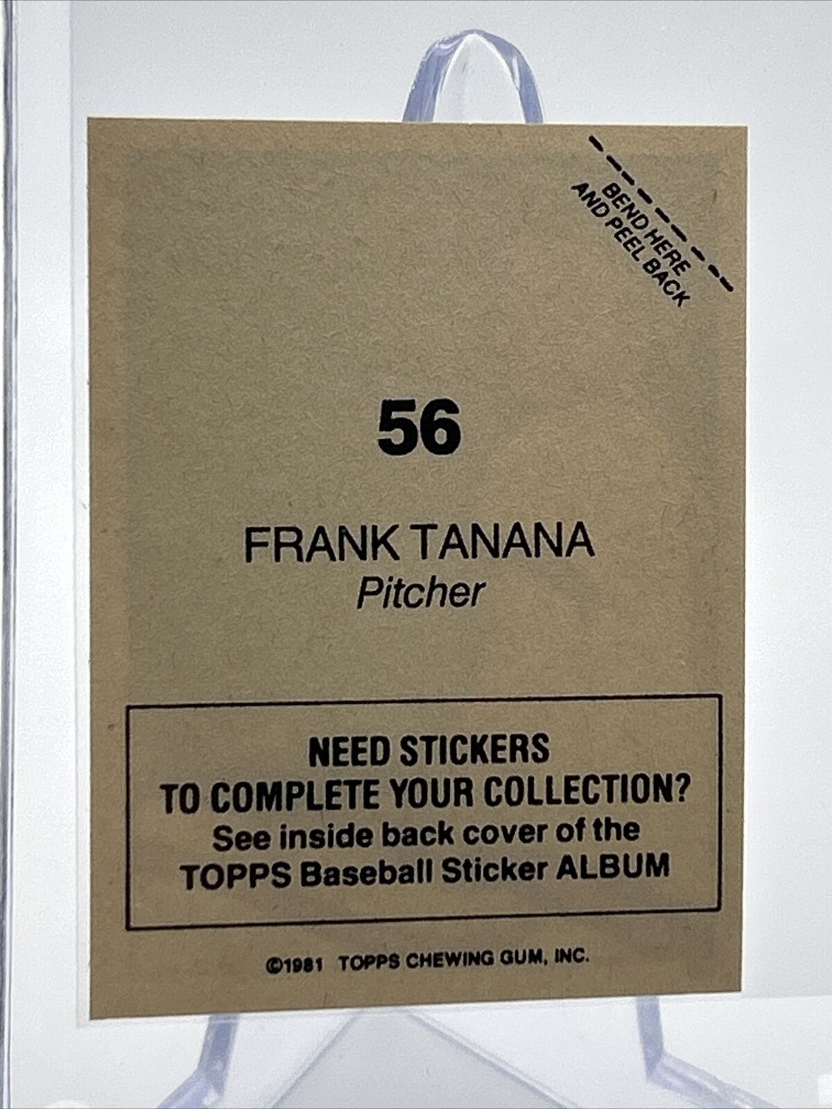 1981 Topps Stickers Frank Tanana Baseball Card #56 NM-Mint FREE SHIPPING