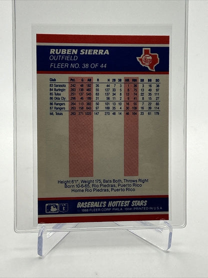 1988 Fleer Hottest Stars Ruben Sierra Rookie Card #38 NM-MT FREE SHIPPING