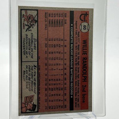 1981 Topps Willie Randolph Baseball Card #60 NM-Mint FREE SHIPPING