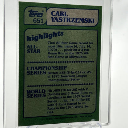 1982 Topps Carl Yastrzemski Baseball Card #651 NM-Mint FREE SHIPPING