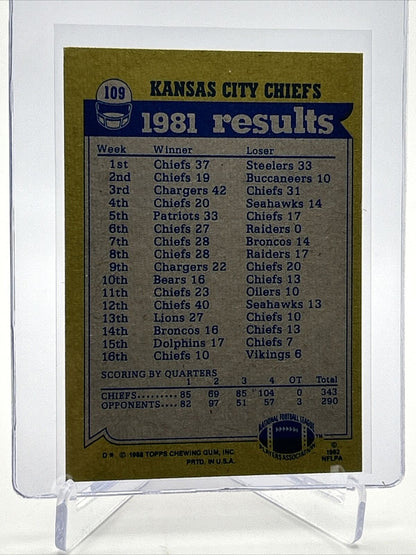 1982 Topps Chiefs Team Leaders Football Card #109 NM-MT FREE SHIPPING