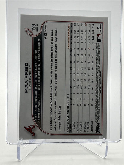 2022 Topps Max Fried Baseball Card #129 Mint FREE SHIPPING