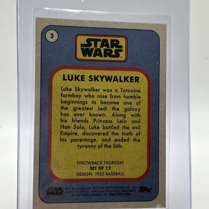 2023 Topps Star Wars Throwback Thursday Luke Skywalker #3 Mint FREE SHIPPING