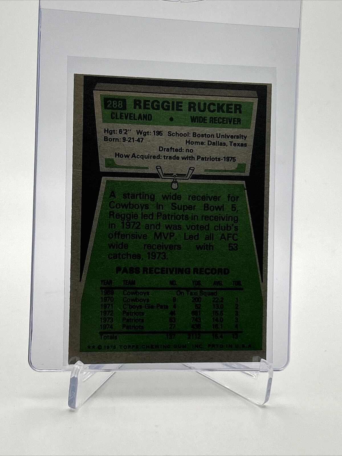 1975 Topps Reggie Rucker Football Card #288 NM Quality FREE SHIPPING