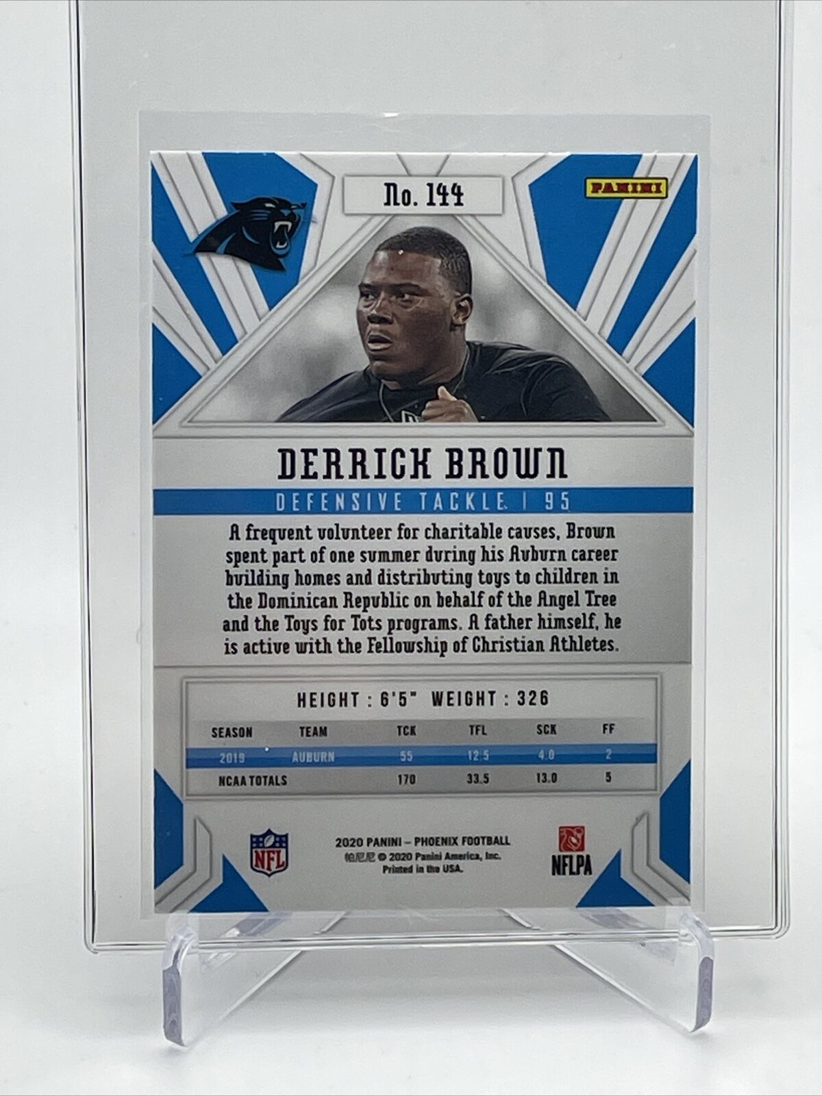 2020 Panini Phoenix FIRE BURST Derrick Brown Rookie Card #144 Mint FREE SHIPPING