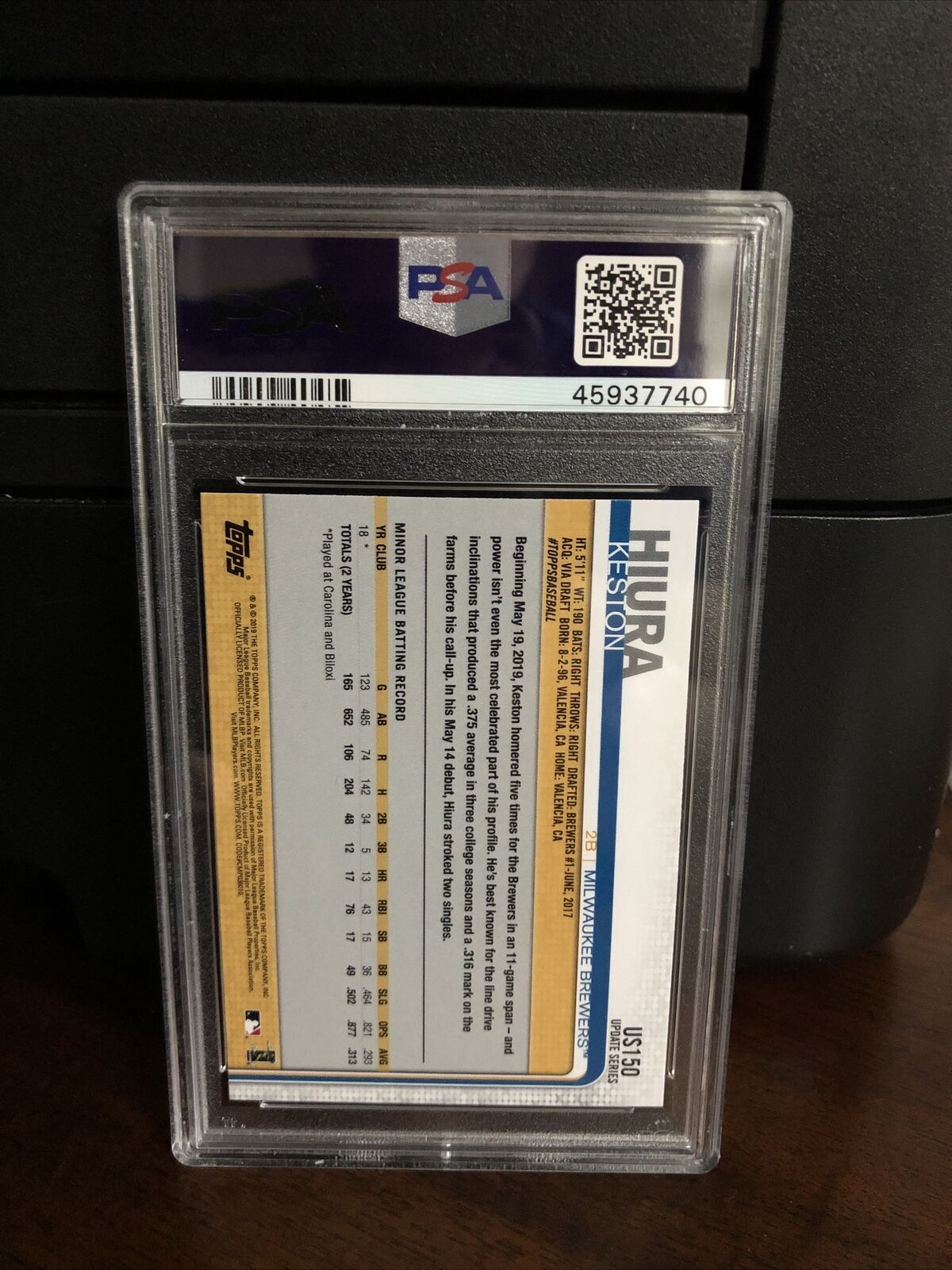 2019 Topps Update RAINBOW FOIL Keston Hiura Rookie Baseball Card #US150 PSA 9