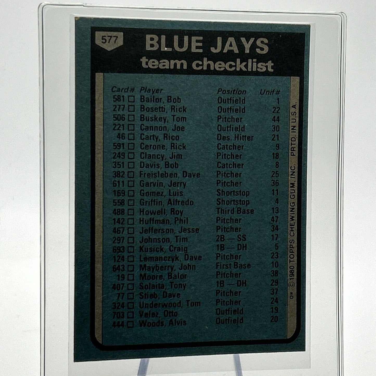 1980 Topps Bobby Mattick Checklist Baseball Card #577 NM-Mint FREE SHIPPING
