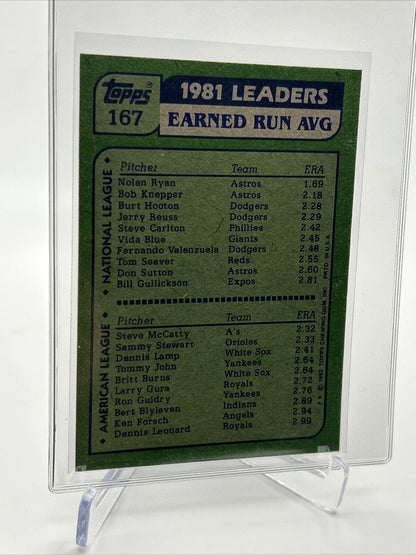 1982 Topps '81 Earned Run Average Leaders Card #167 NM-Mint FREE SHIPPING