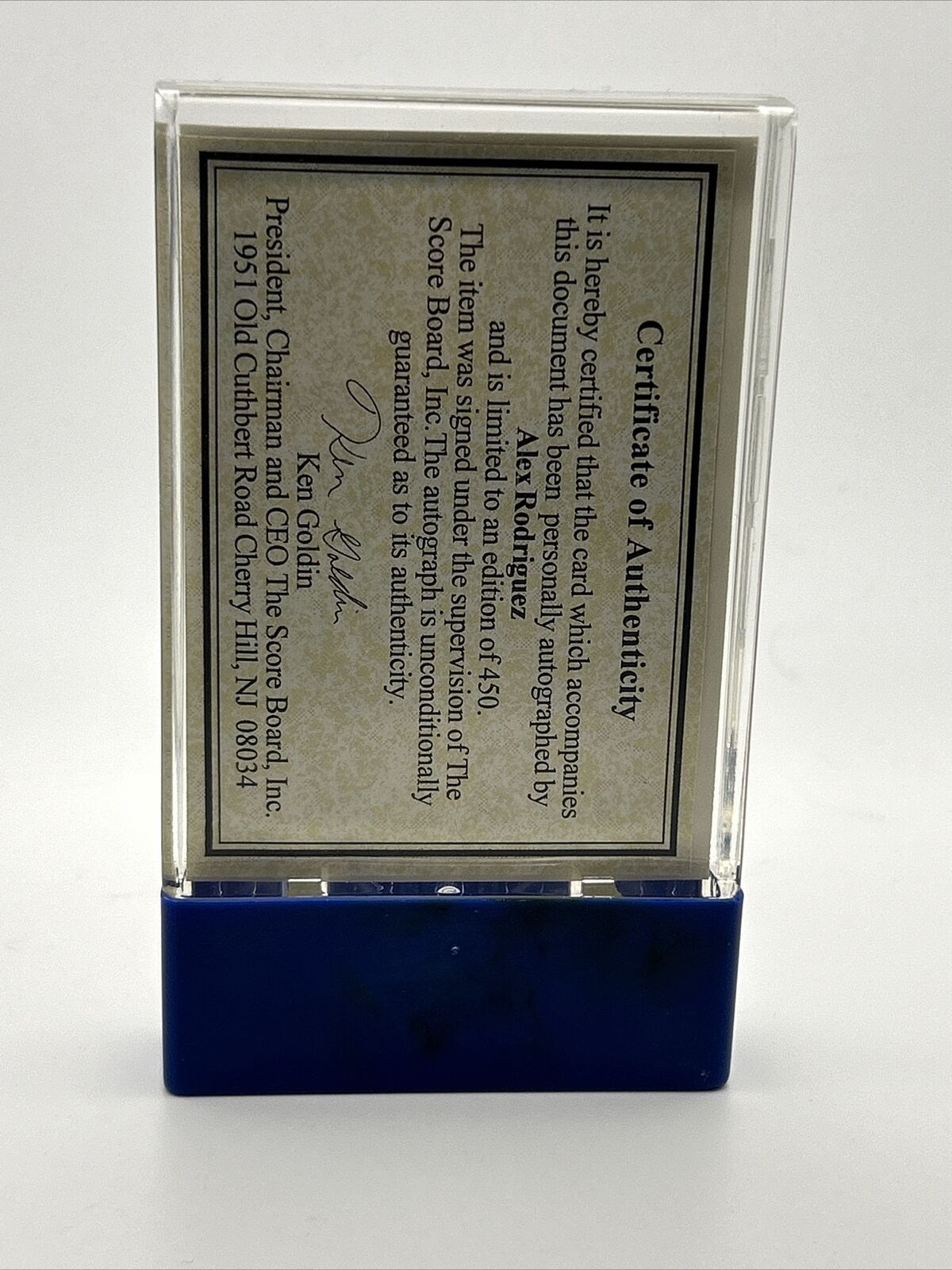 1994 Classic Alex Rodriguez Bonus Baby Autograph Card 201/450 With COA