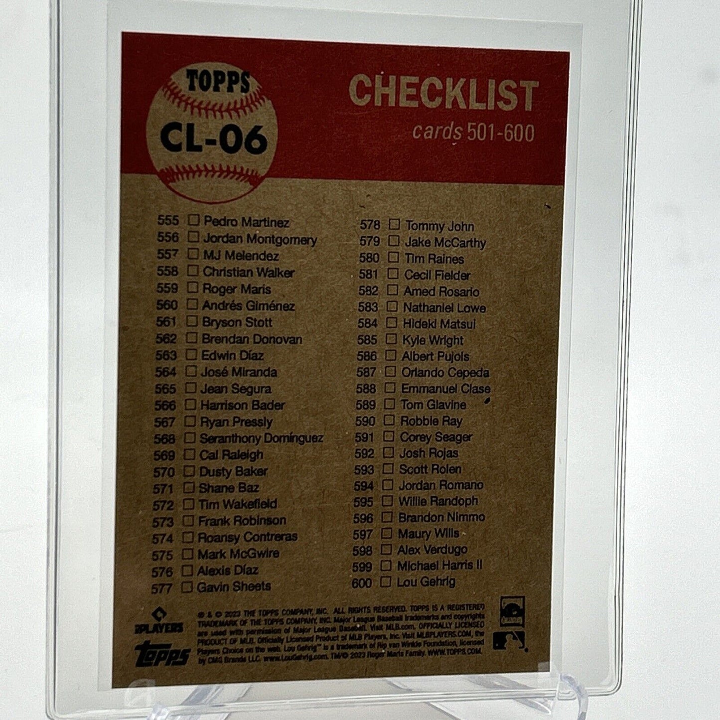 2023 Topps Living Set Checklist 501-600 Baseball Card #CL-06 Mint FREE SHIPPING