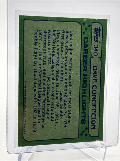 1982 Topps Dave Concepcion Baseball Card #340 NM-Mint FREE SHIPPING