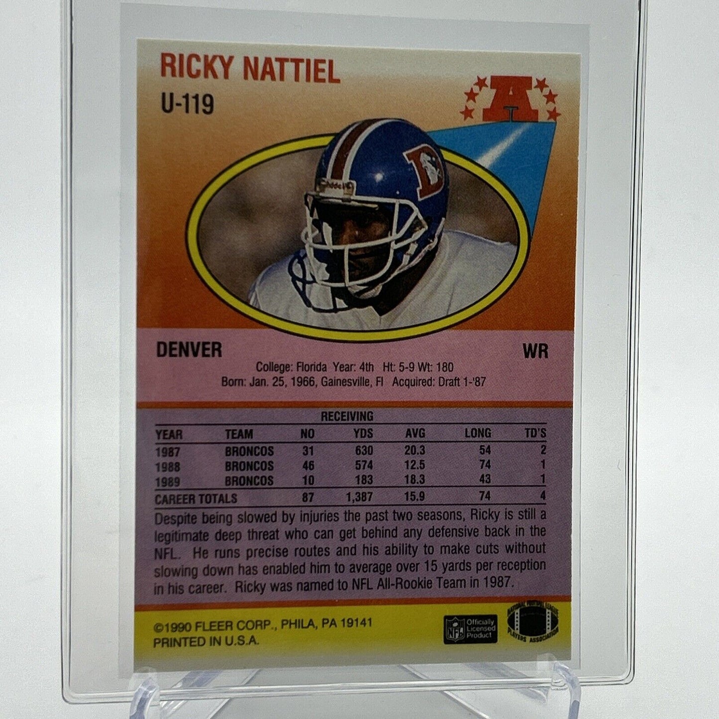 1990 Fleer Update Ricky Nattiel Football Card #U-119 Mint FREE SHIPPING