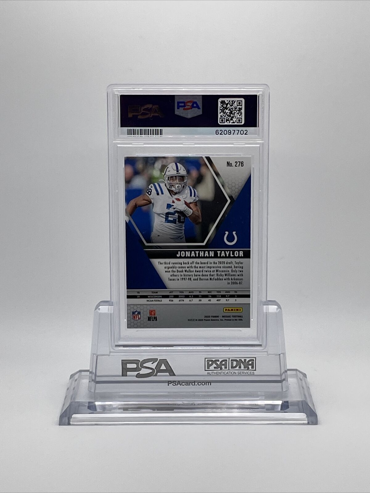2020 Panini Mosaic Jonathan Taylor Rookie Football Card #276 PSA 9
