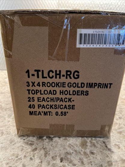BCW 3X4 GOLD ROOKIE Toploaders 35pt 40 Packs of 25 Toploaders, 1000 Total