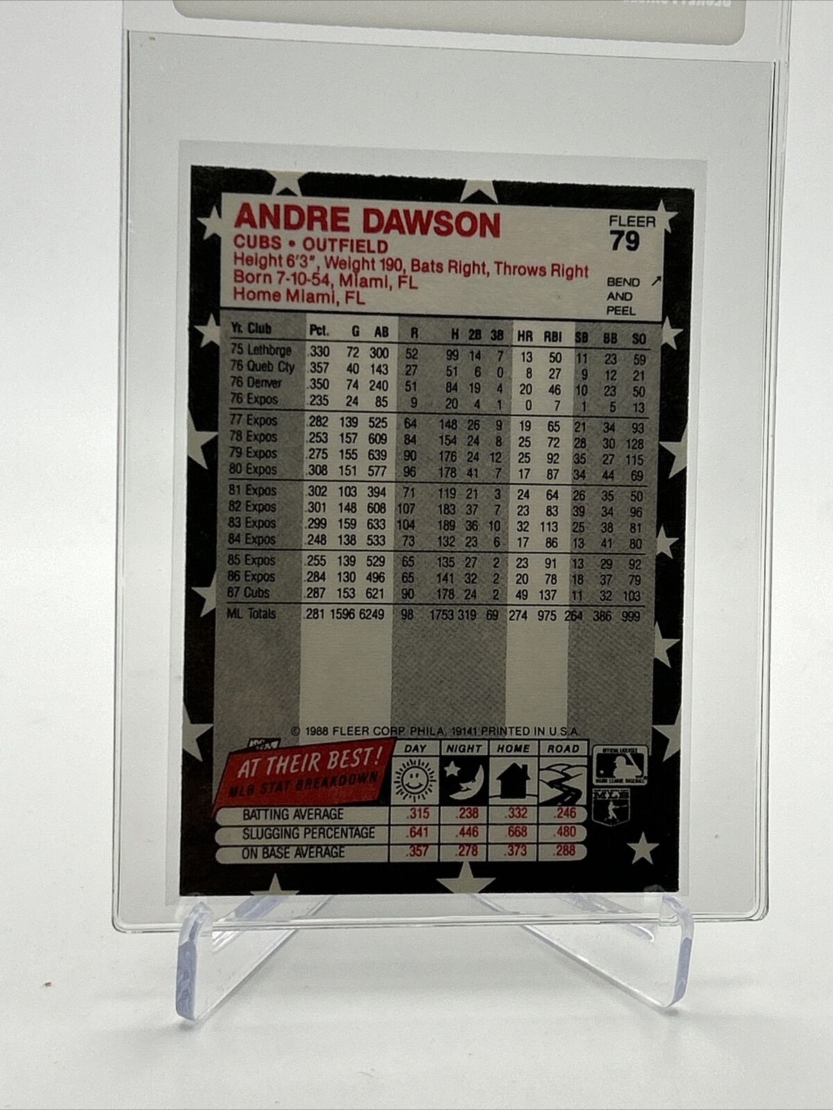 1988 Fleer Star Stickers Andre Dawson Baseball Card #79 NM-MT FREE SHIPPING