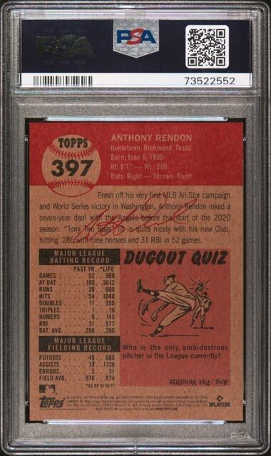 2021 Topps Living Set Anthony Rendon Baseball Card #397 PSA 9 Mint