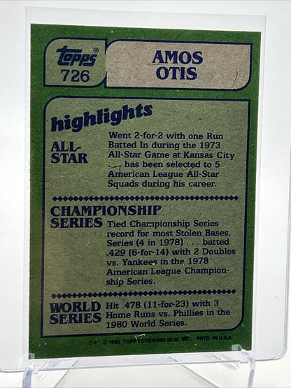 1982 Topps Amos Otis Baseball Card #726 NM-Mint FREE SHIPPING