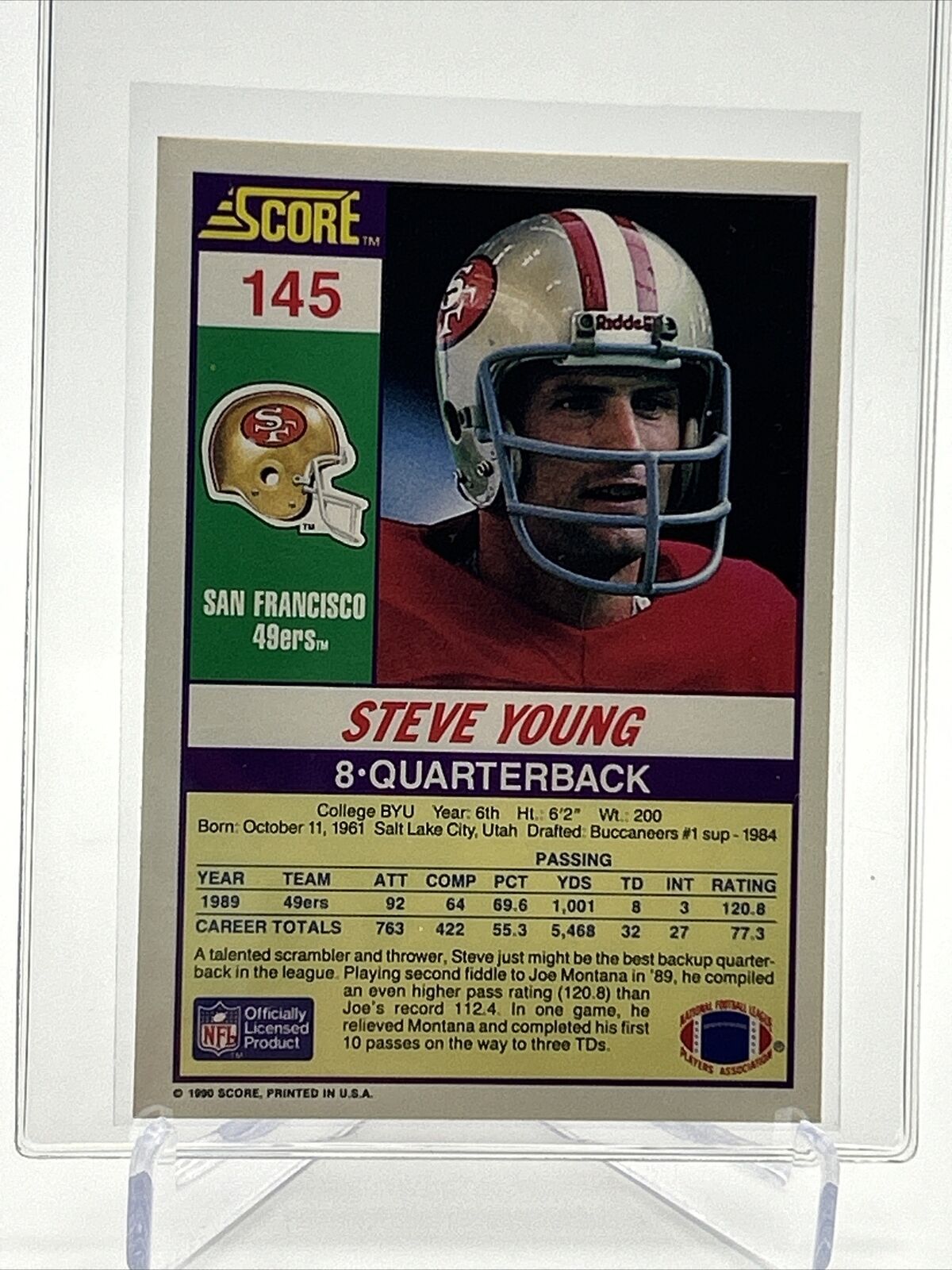 1990 Score Steve Young Football Card #145 NM-MT FREE SHIPPING