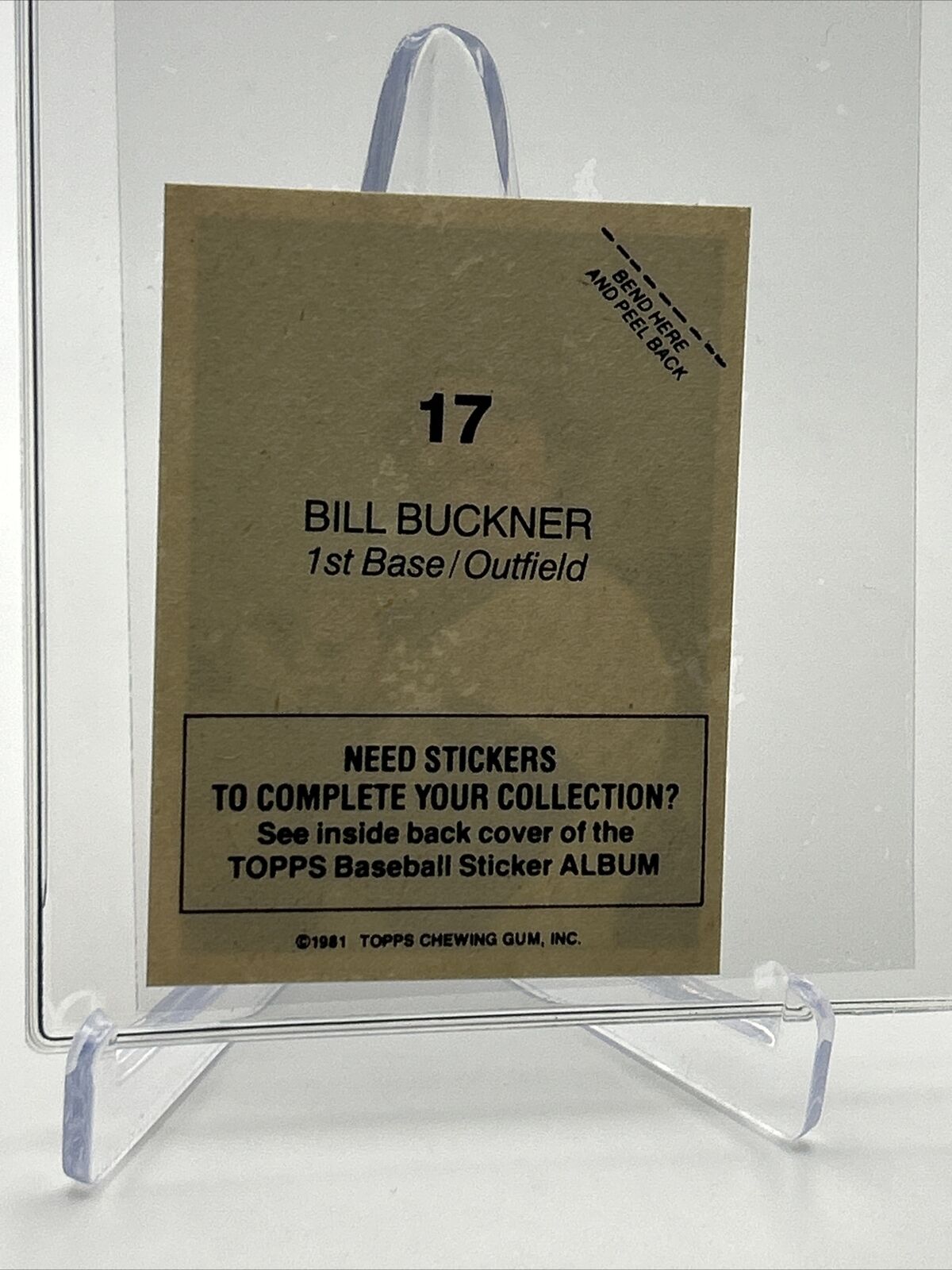 1981 Topps Stickers Bill Buckner Baseball Card #17 NM-Mint FREE SHIPPING