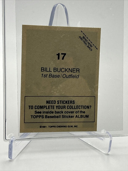 1981 Topps Stickers Bill Buckner Baseball Card #17 NM-Mint FREE SHIPPING