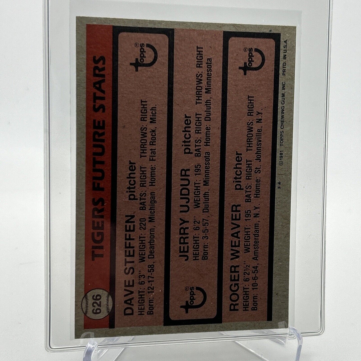 1981 Topps Tigers Future Stars Rookie Baseball Card #626 NM-Mint FREE SHIPPING