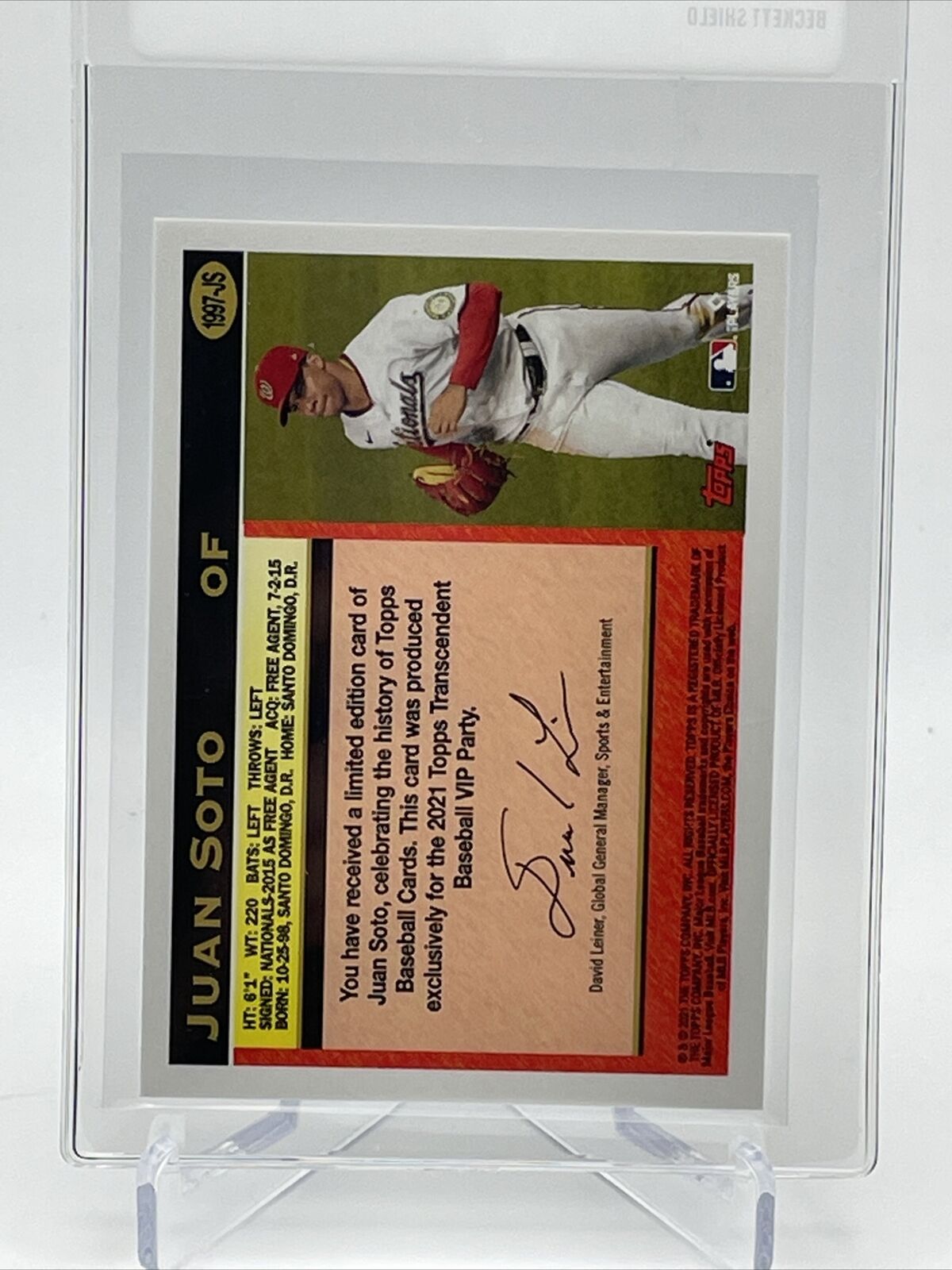 2021 Topps Transcendent Juan Soto Baseball Card #1997-JS 35/95 1997 Topps