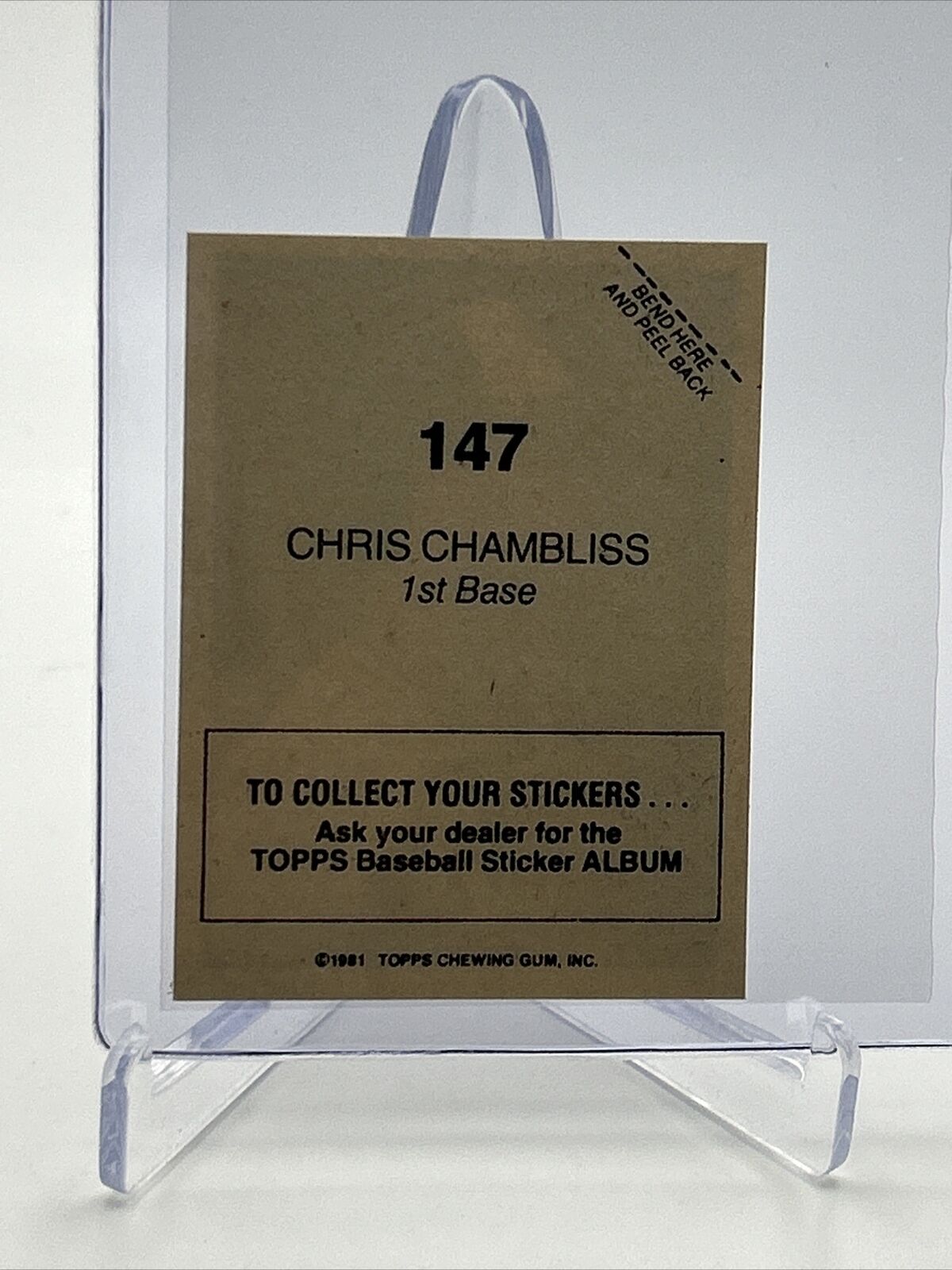 1981 Topps Stickers Chris Chambliss Baseball Card #147 NM-Mint FREE SHIPPING