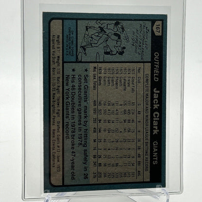 1980 Topps Jack Clark Baseball Card #167 NM-Mint FREE SHIPPING