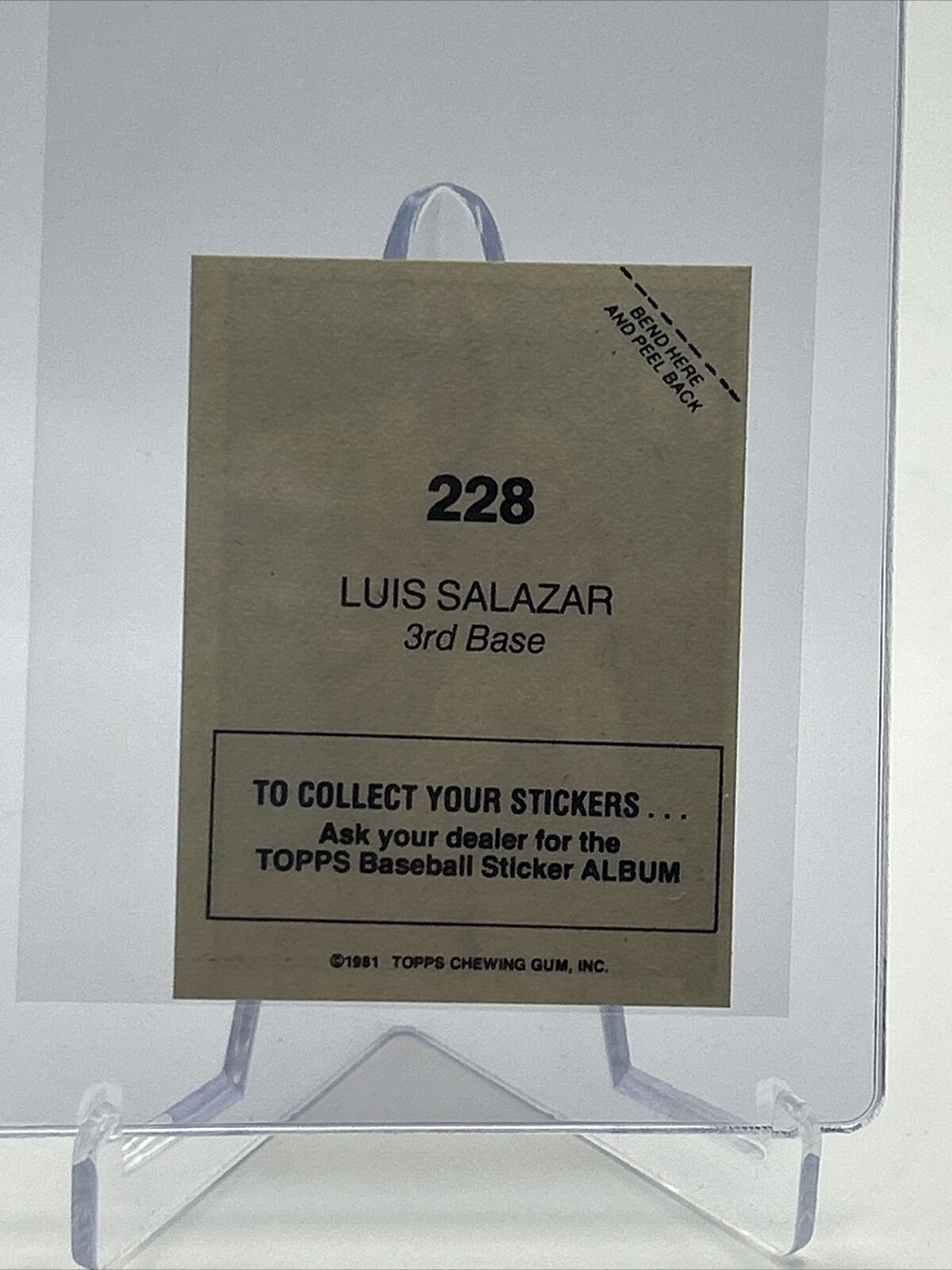 1981 Topps Stickers Luis Salazar Baseball Card #228 NM-Mint FREE SHIPPING
