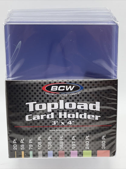 BCW 3X4 Thick Card Toploaders 1 Pack of 10 for up to 138pt Cards