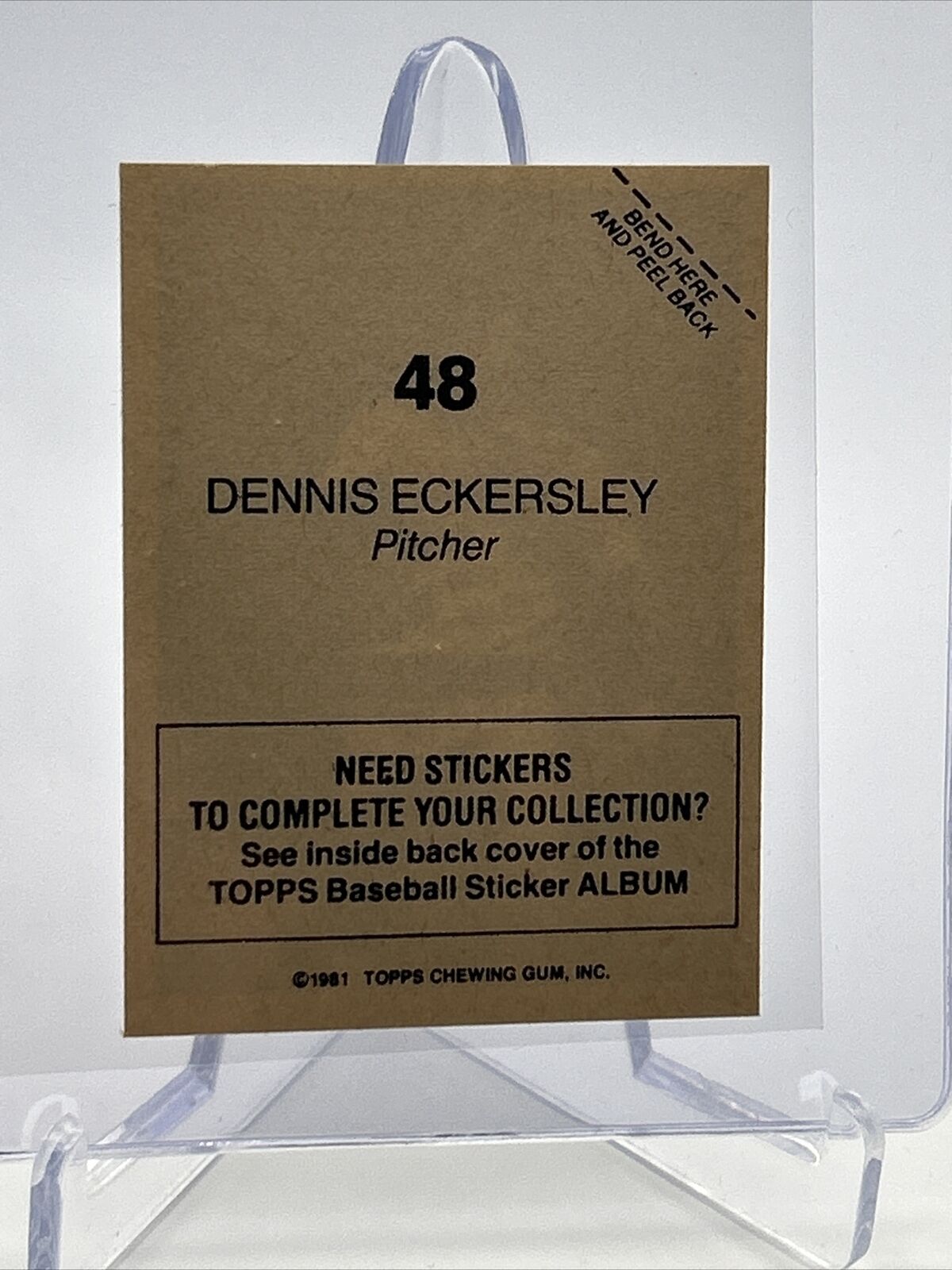 1981 Topps Stickers Dennis Eckersley Baseball Card #48 NM-Mint FREE SHIPPING