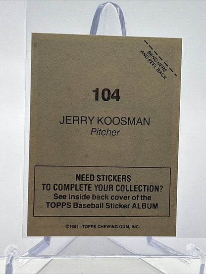 1981 Topps Stickers Jerry Koosman Baseball Card #104 NM-Mint FREE SHIPPING