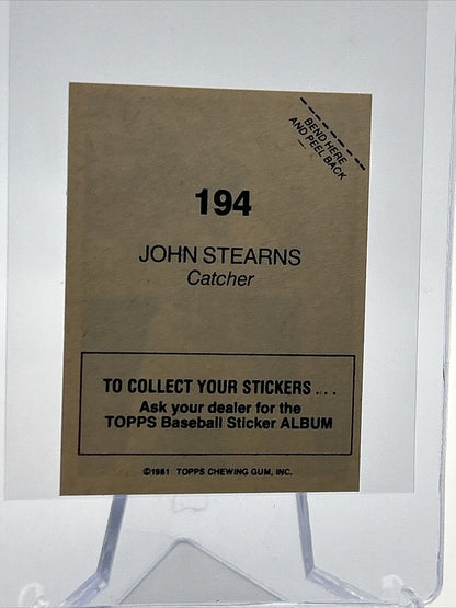 1981 Topps Stickers John Stearns Baseball Card #194 NM-Mint FREE SHIPPING