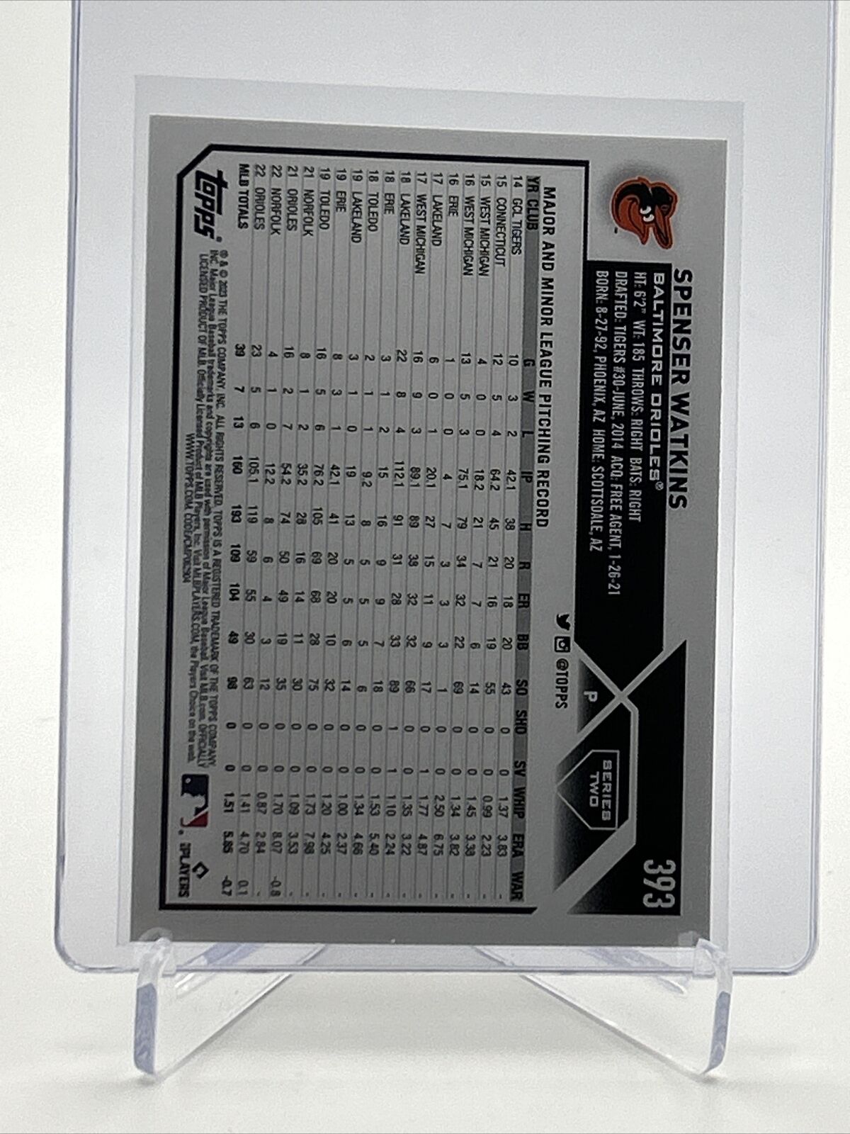 2023 Topps RAINBOW FOIL Spenser Watkins Baseball Card #393 FREE SHIPPING