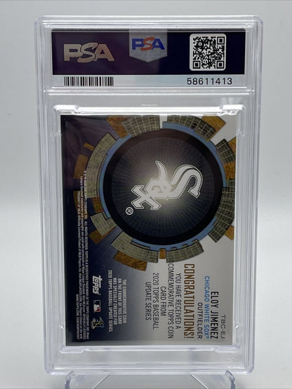 2020 Topps Update Coin Cards Relics Eloy Jimenez Baseball Card #TBCEJ PSA 10