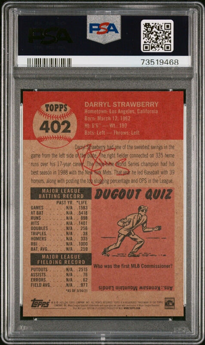 2021 Topps Living Set Darryl Strawberry Baseball Card #402 PSA 9 Mint