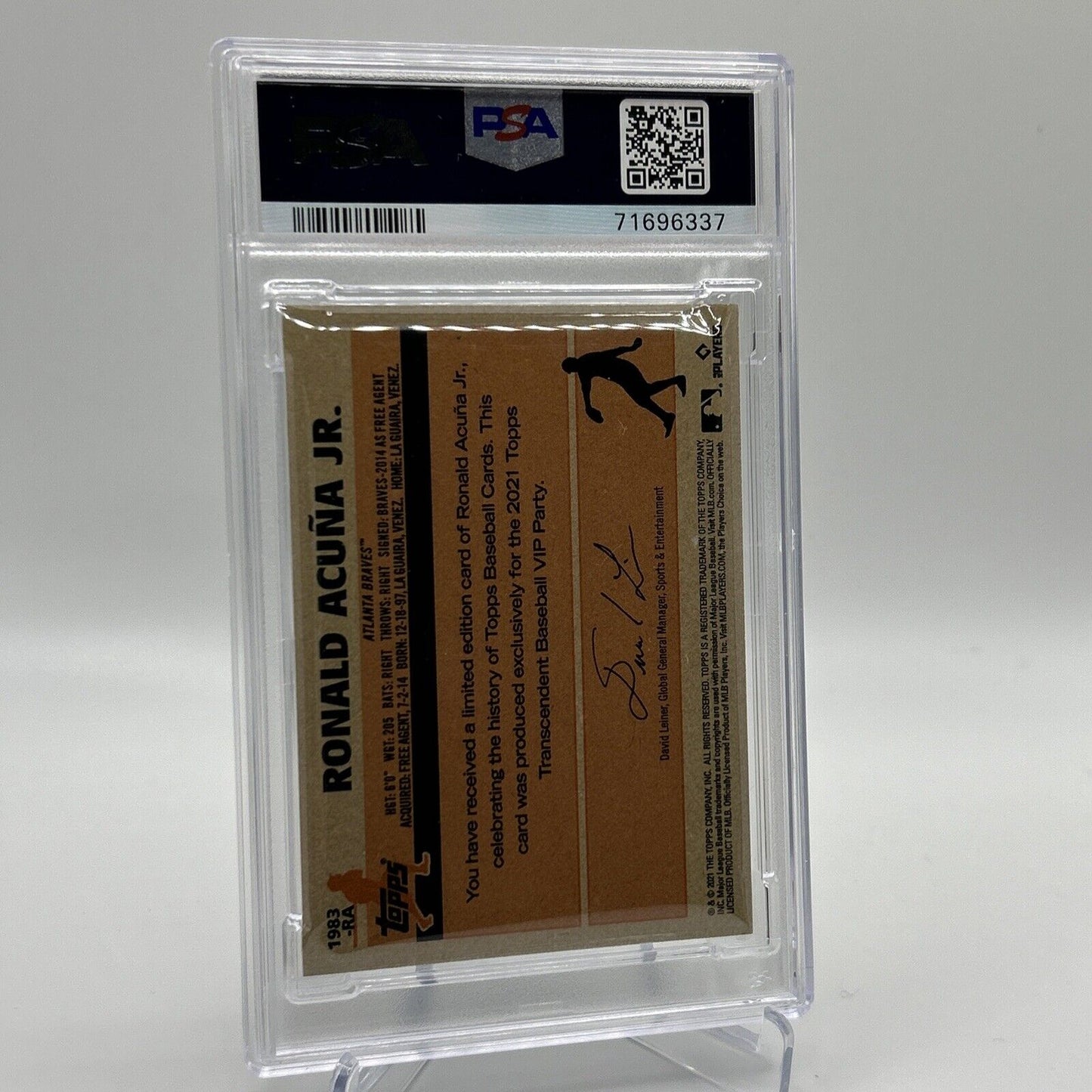 2022 Topps Transcendent VIP Party Ronald Acuna Jr. Card #1983 PSA 10 35/95