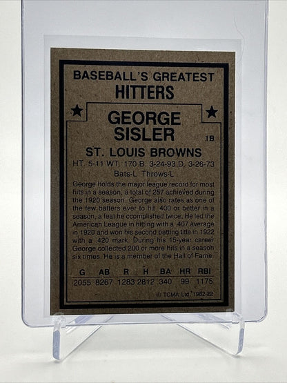 1982 TCMA Greatest Hitters George Sisler Baseball Card #22 Mint FREE SHIPPING