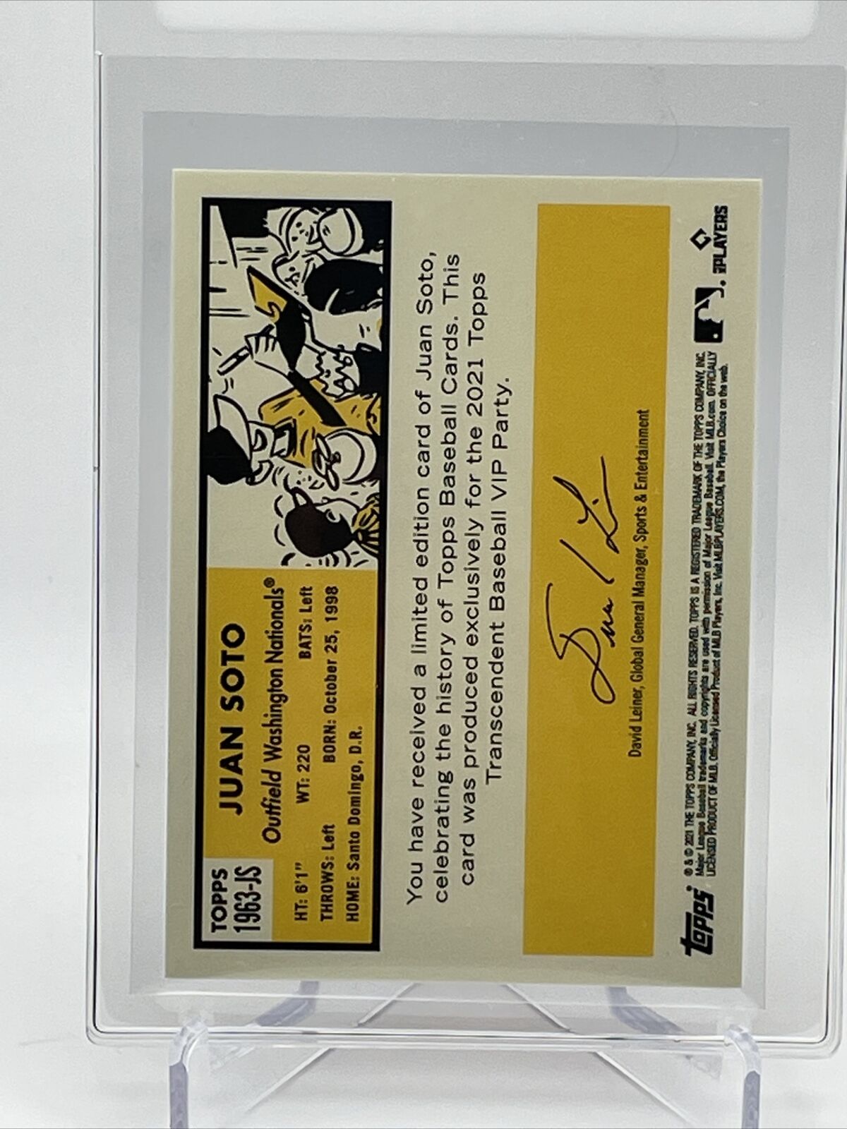 2021 Topps Transcendent Juan Soto Baseball Card #1963-JS 35/95 1963 Topps