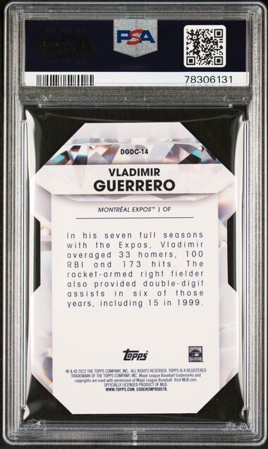 2022 Topps Diamond Greats Die-Cuts Vladimir Guerrero Card #DGDC14 PSA 10