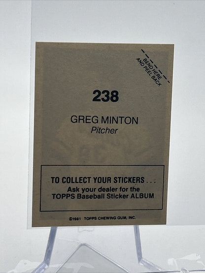 1981 Topps Stickers Greg Minton Baseball Card #238 NM-Mint FREE SHIPPING
