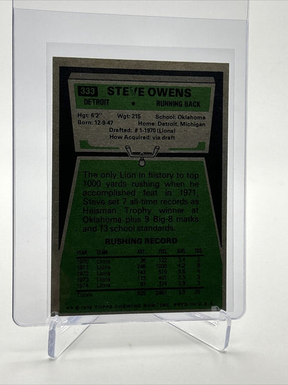 1975 Topps Steve Owens Football Card #333 NM Quality FREE SHIPPING
