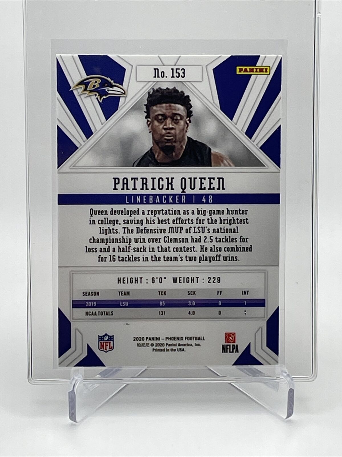 2020 Panini Phoenix FIRE BURST Patrick Queen Rookie #153 Mint FREE SHIPPING