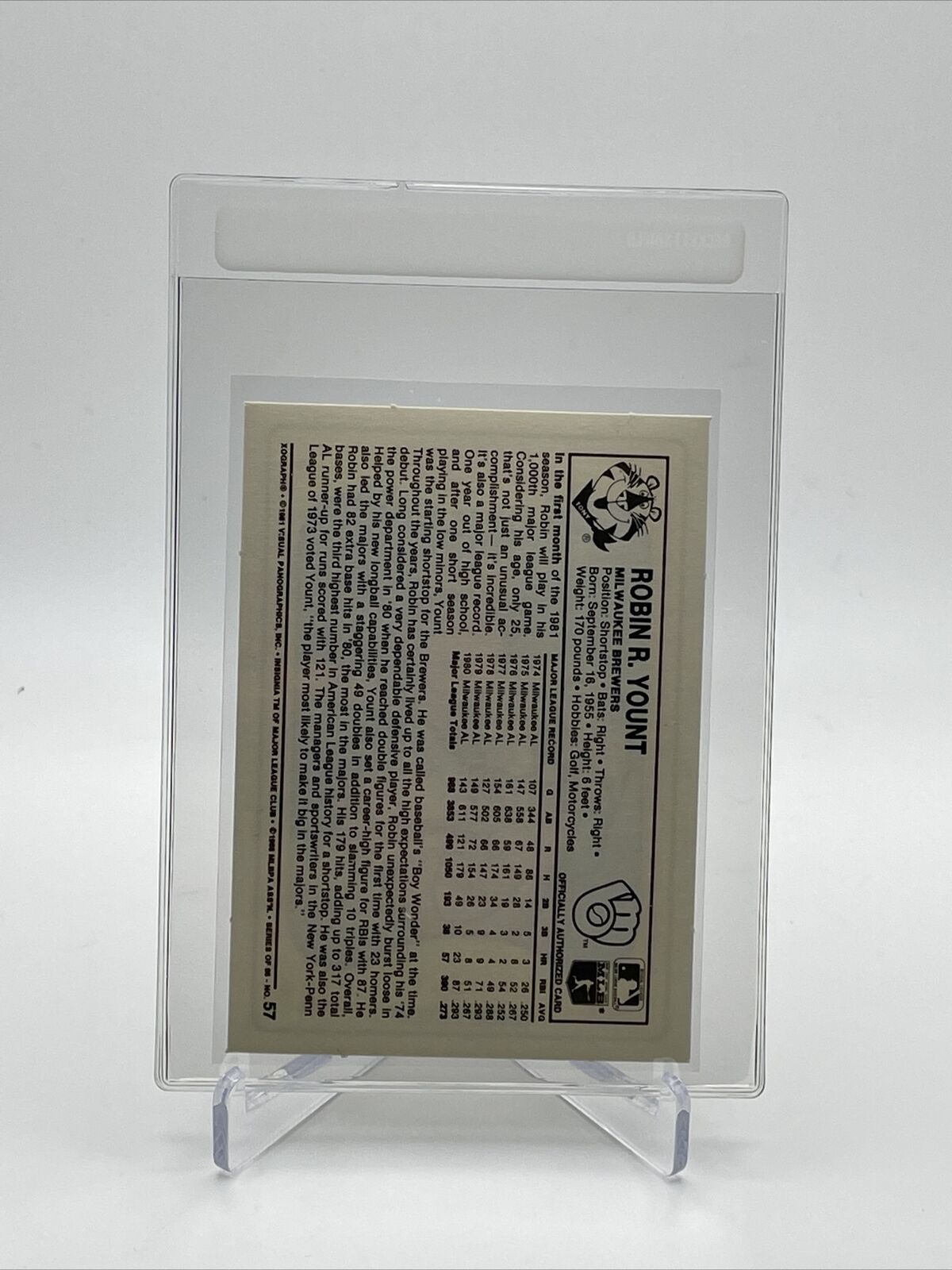 1981 Kellogg's Robin Yount Baseball Card #57 NM-Mint FREE SHIPPING