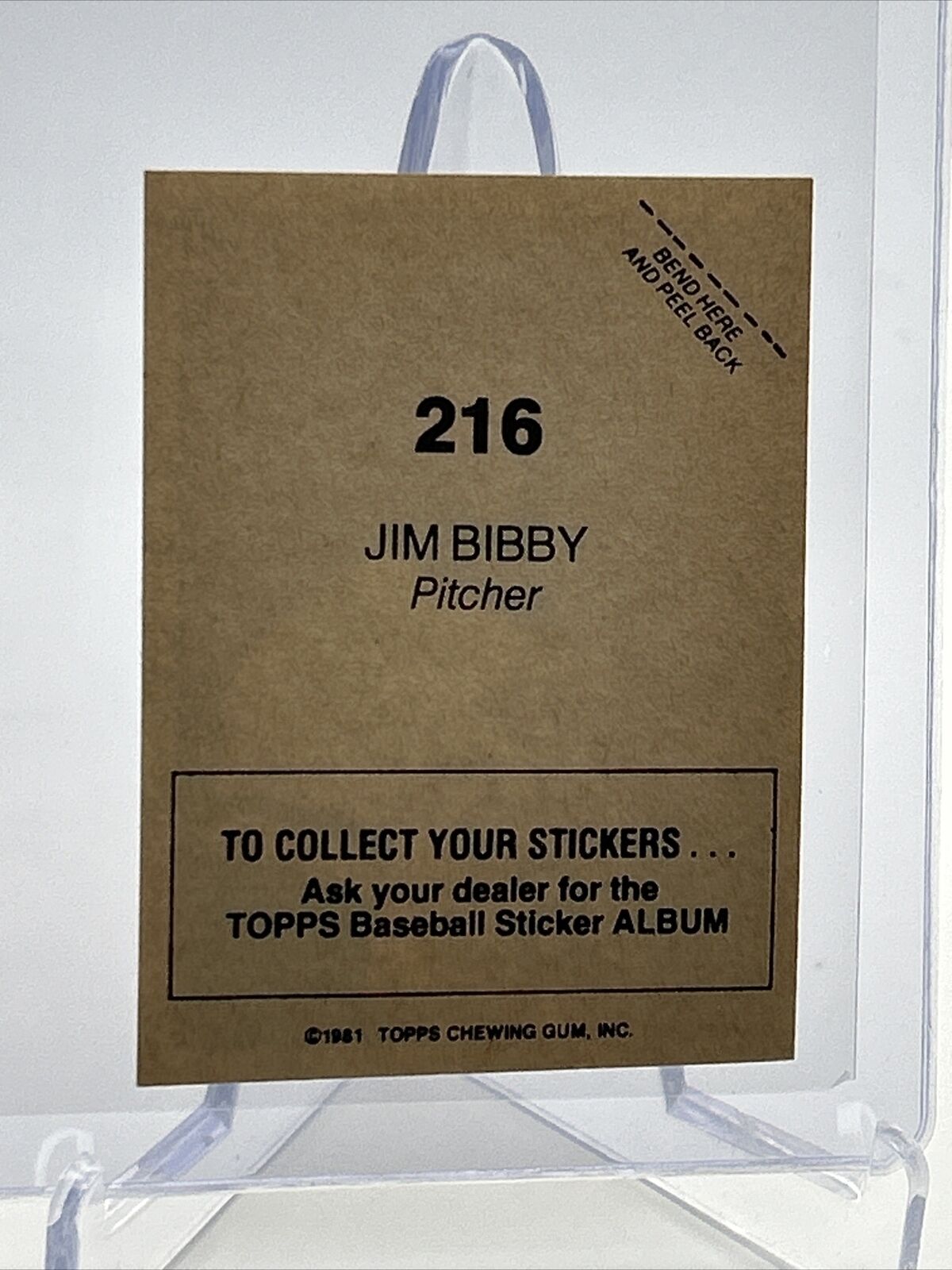 1981 Topps Stickers Jim Bibby Baseball Card #216 NM-Mint FREE SHIPPING