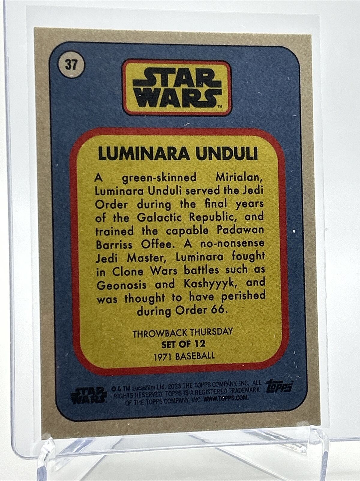2023 Topps Star Wars Throwback Thursday Luminara Unduli #37 Mint FREE SHIPPING