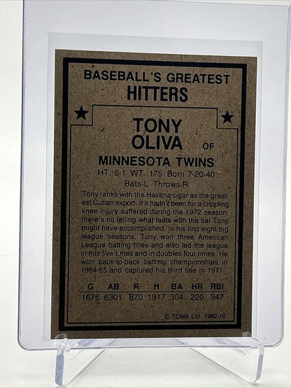 1982 TCMA Greatest Hitters Tony Oliva Baseball Card #10 Mint FREE SHIPPING