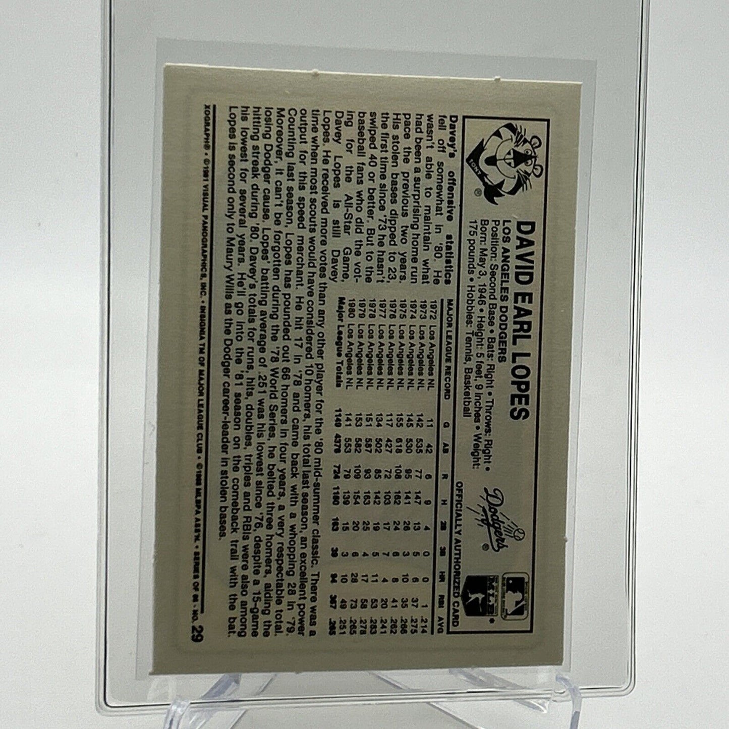 1981 Kellogg's Davey Lopes Baseball Card #29 NM-Mint FREE SHIPPING