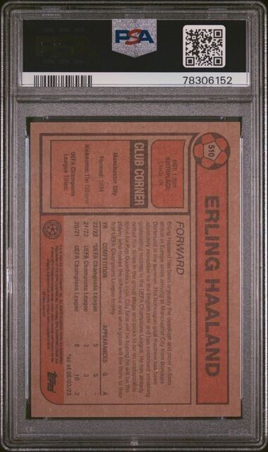 2023 Topps Living UCL UEFA Champions League Erling Haaland Card #510 PSA 10