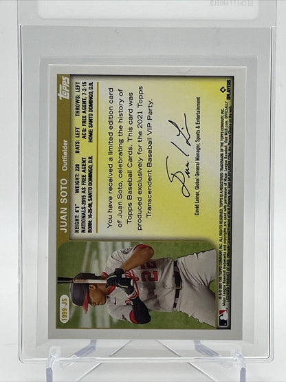 2021 Topps Transcendent Juan Soto Baseball Card #1999-JS 23/95 1999 Topps